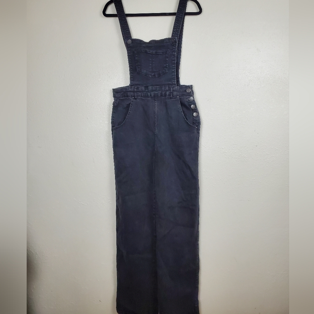 Hell Bunny Elly May Pinafore Wide Leg Denim Dungaree Size L